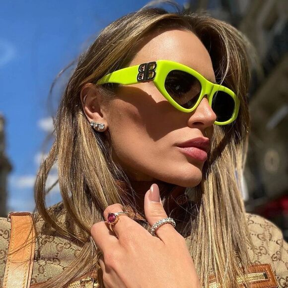 ? NEW BALENCIAGA DYNASTY BB0095S 007 YELLOW SILVER GREY SUNGLASSES main image 13